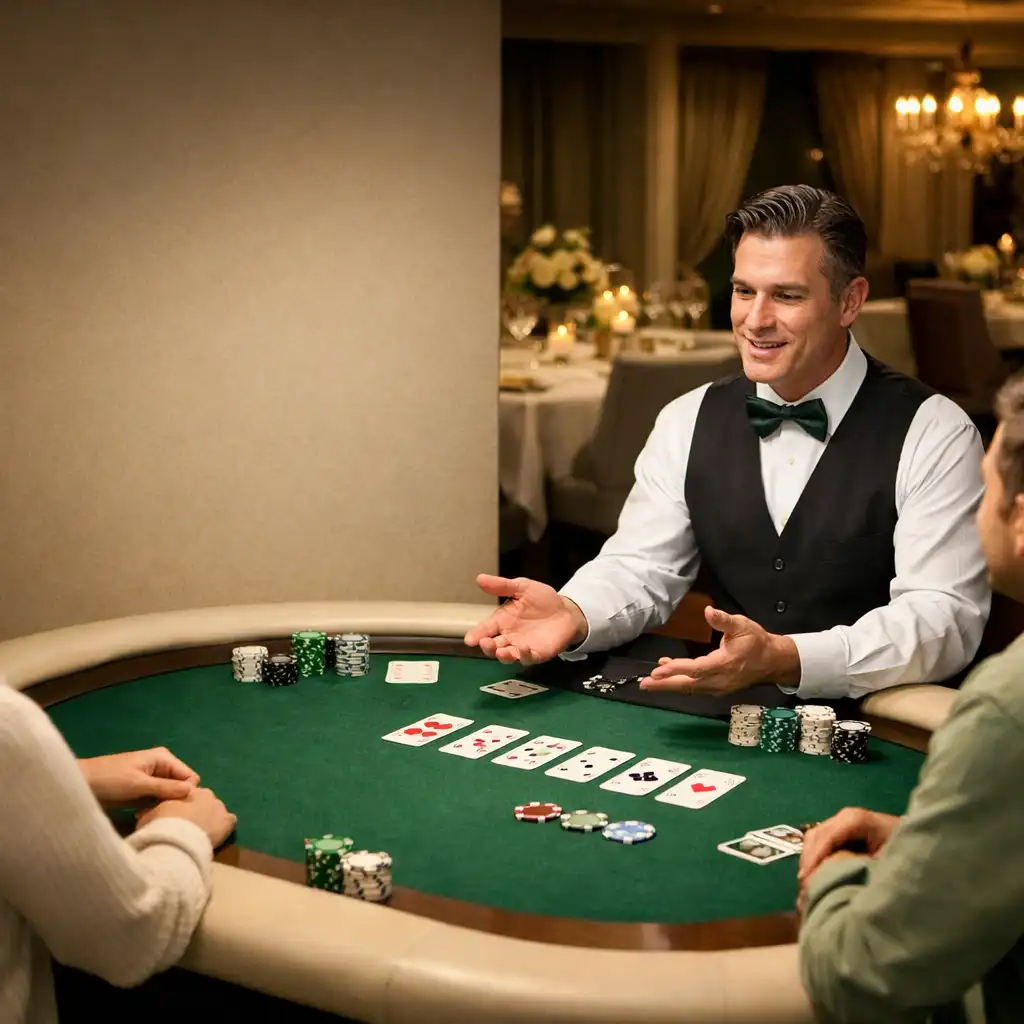 Kurz pokeru s večeří u pokerového stolu