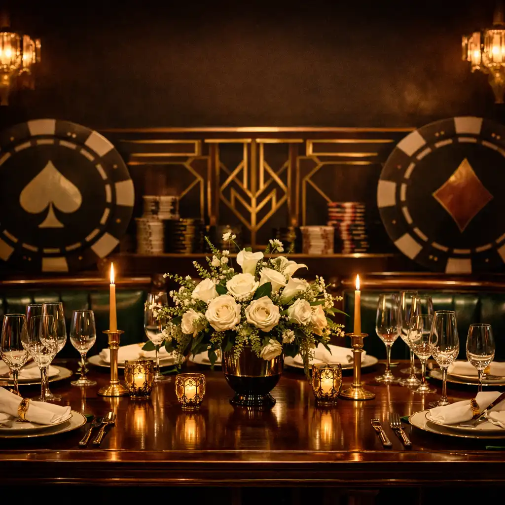 Elegantní prostřený stůl v Art Deco restauraci Lahod Natalirna