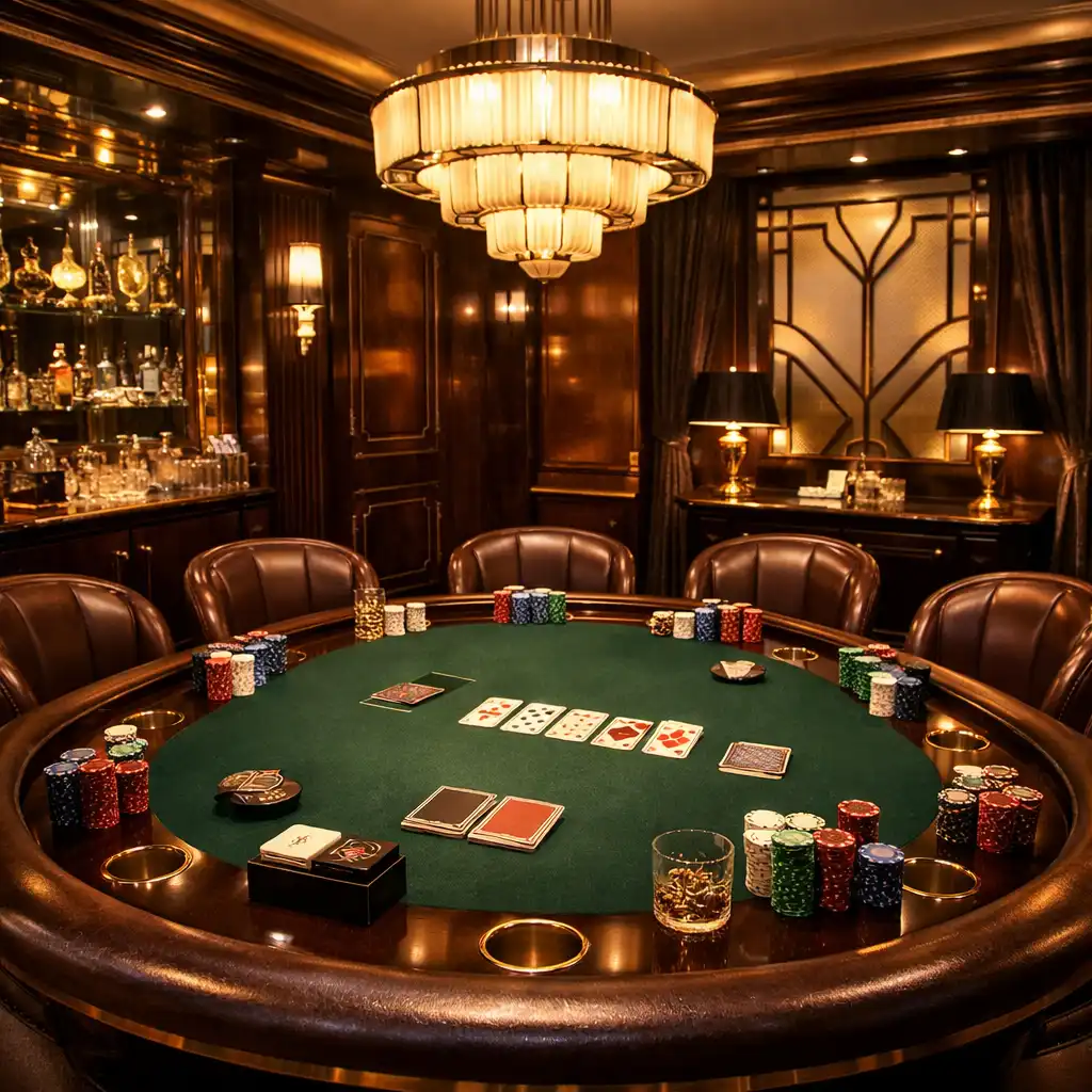 Soukromý salonek s pokerovým stolem a luxusním vybavením